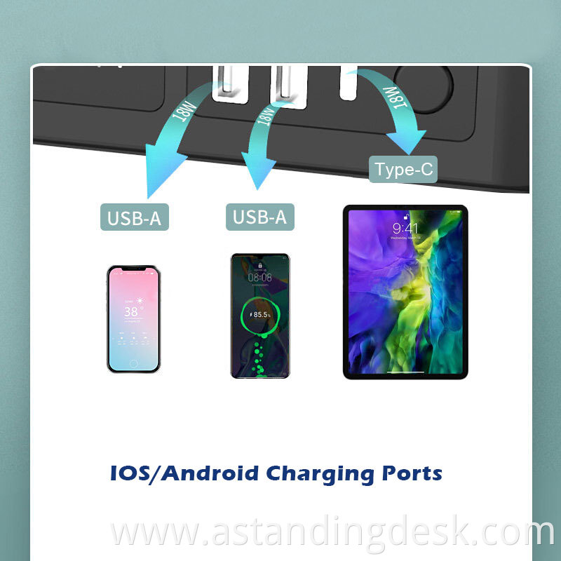 Hot Sale Tempered Glass Wireless USB Charged Desk